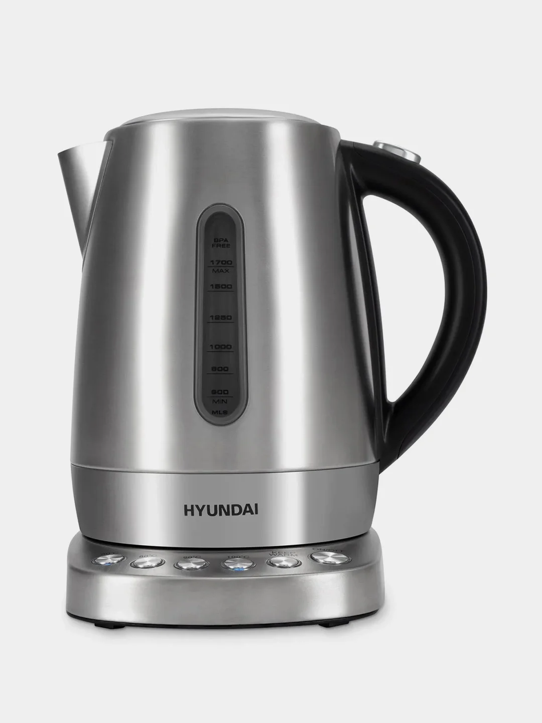 Чайник Hyundai HYK-S7770, 1.7л, 2200Вт, серебристый/черный