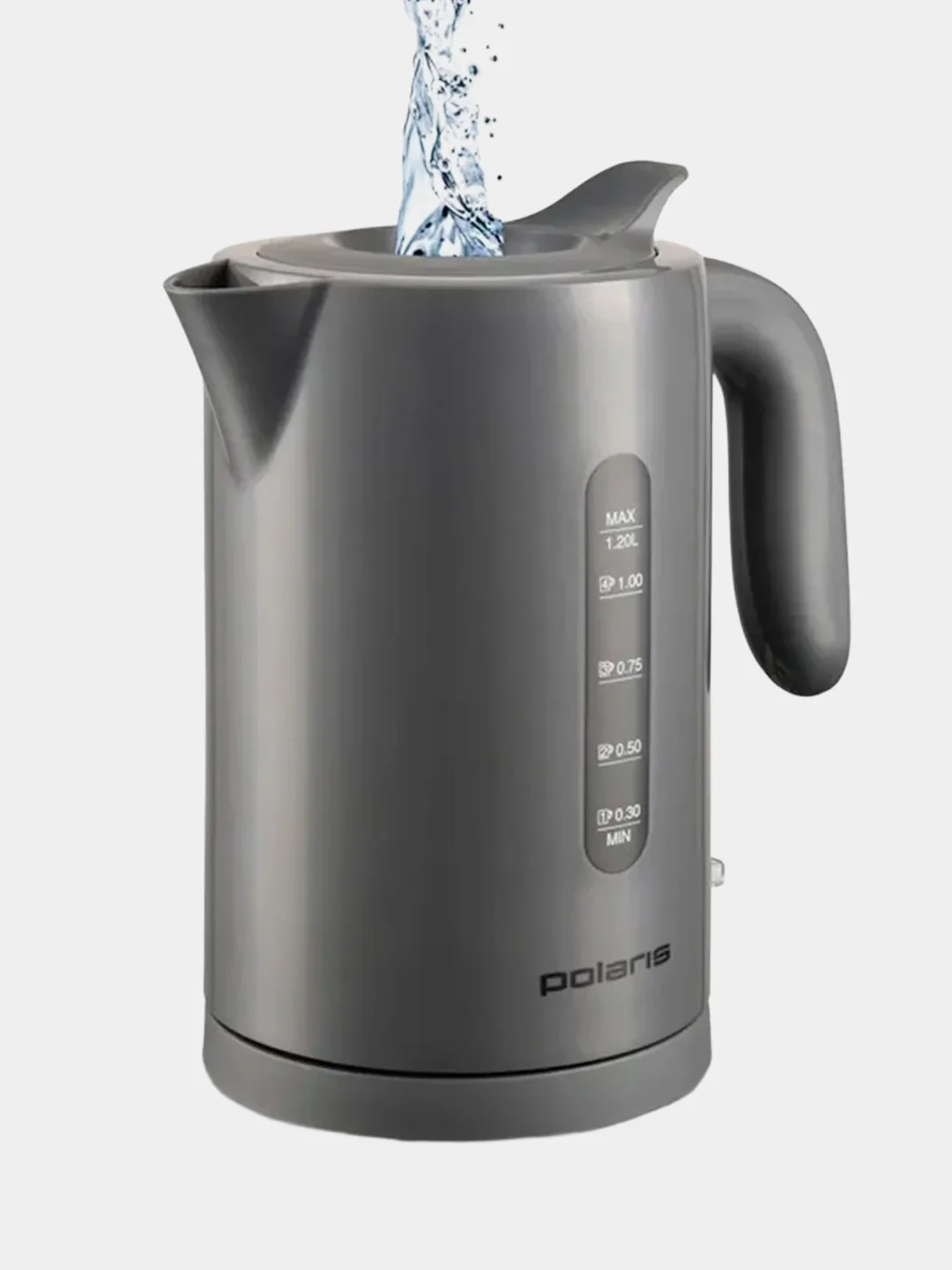 Серый электрический чайник Polaris PWK 1220C Water Way Pro