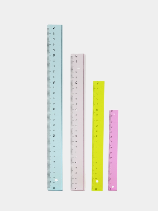 Набор 4 линейки Calligrata "Neon", 15, 20, 25 и 30 см, прозрачная, европодвес, микс