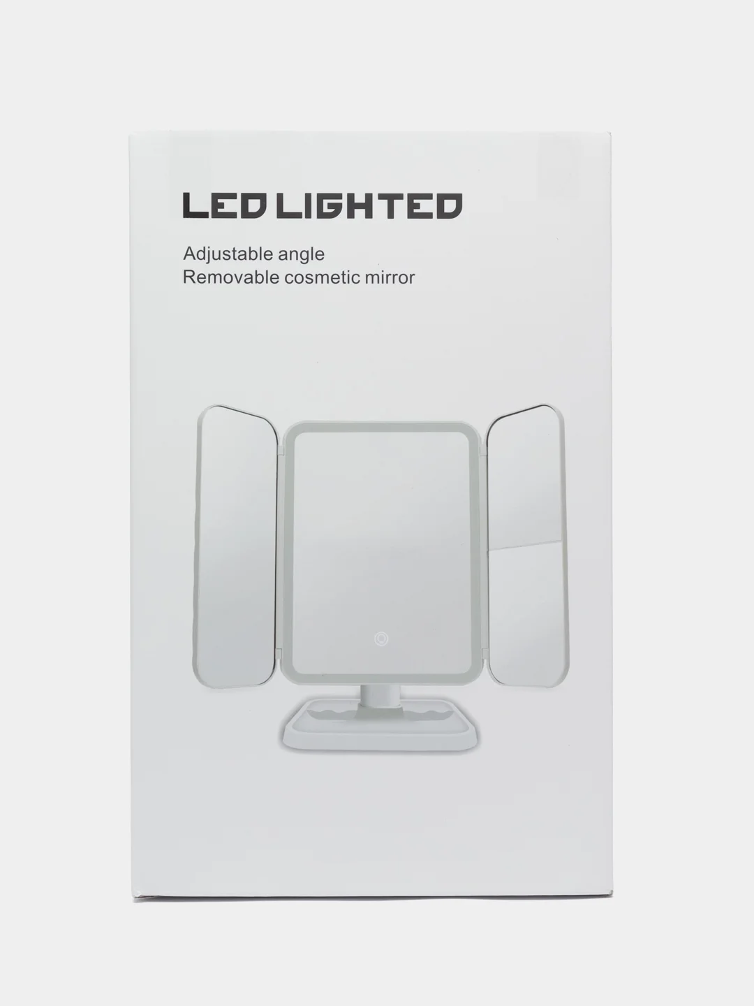 Черный зеркало настольное, косметическое, с LED-подсветкой и увеличением, складное