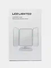 Черный зеркало настольное, косметическое, с LED-подсветкой и увеличением, складное