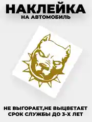 Золотой наклейка на автомобиль "Питбуль" виниловая без фона