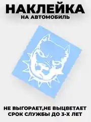 Белый наклейка на автомобиль "Питбуль" виниловая без фона