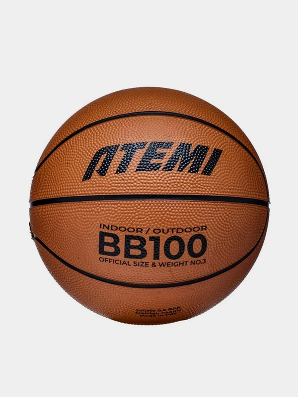 Мяч баскетбольный Atemi BB100N, р. 3, резина, 8 панелей, окружность 56-58, клееный