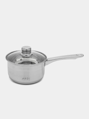 Ковш Ardi Kuche AR-210 из нержавеющей стали 1,9 л. со стеклянной крышкой