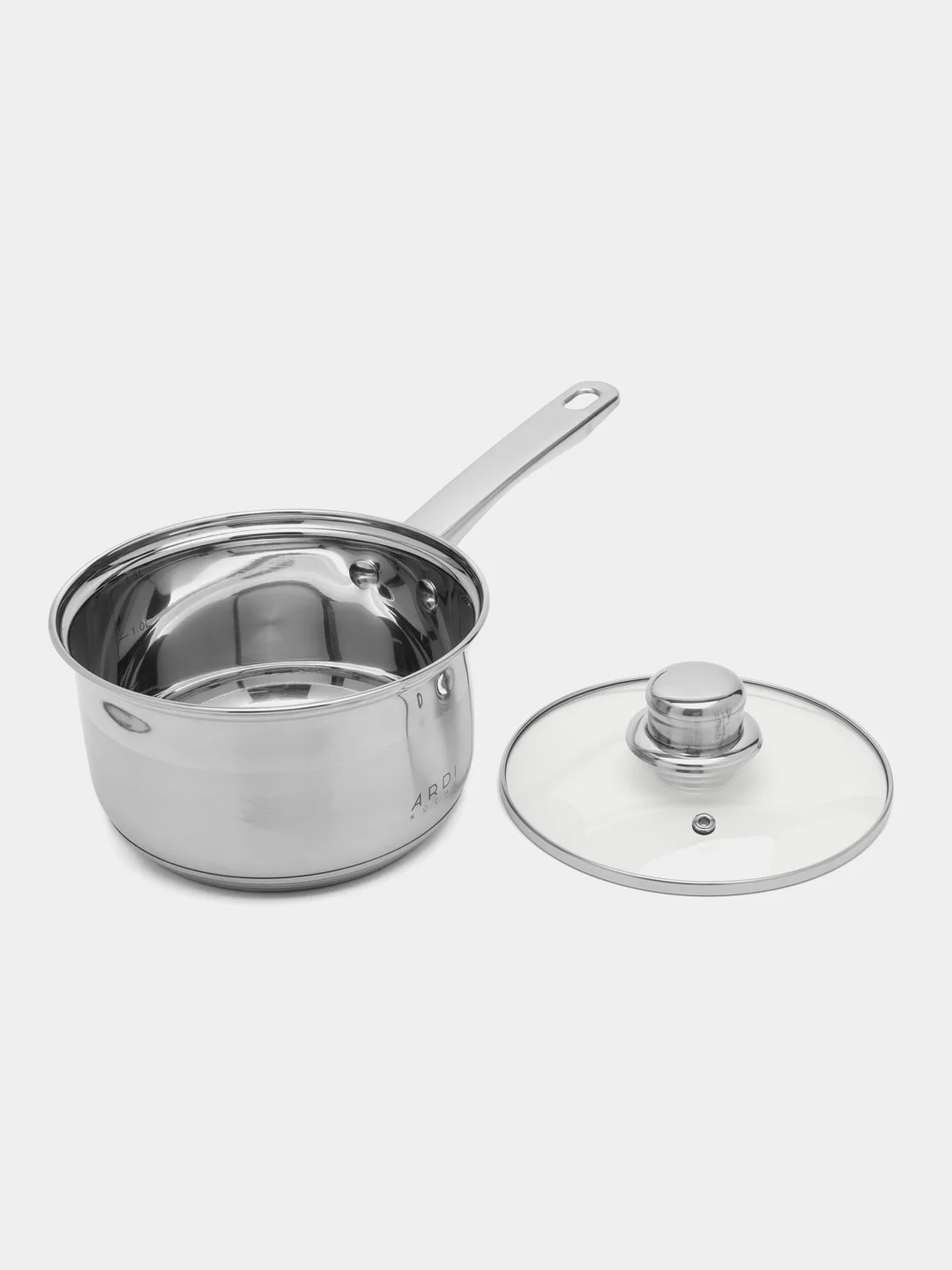 Ковш Ardi Kuche AR-210 из нержавеющей стали 1,9 л. со стеклянной крышкой