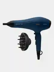 Синий фен для волос Polaris PHD 2600ACi Salon Hair, с насадками концентратор и диффузор, 2600 Вт