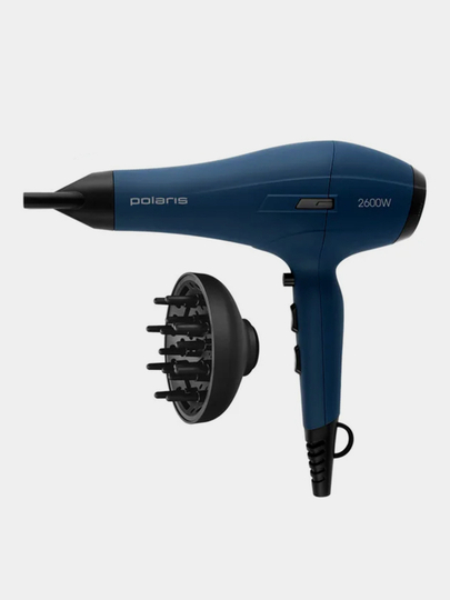Фен для волос Polaris PHD 2600ACi Salon Hair, с насадками концентратор и диффузор, 2600 Вт