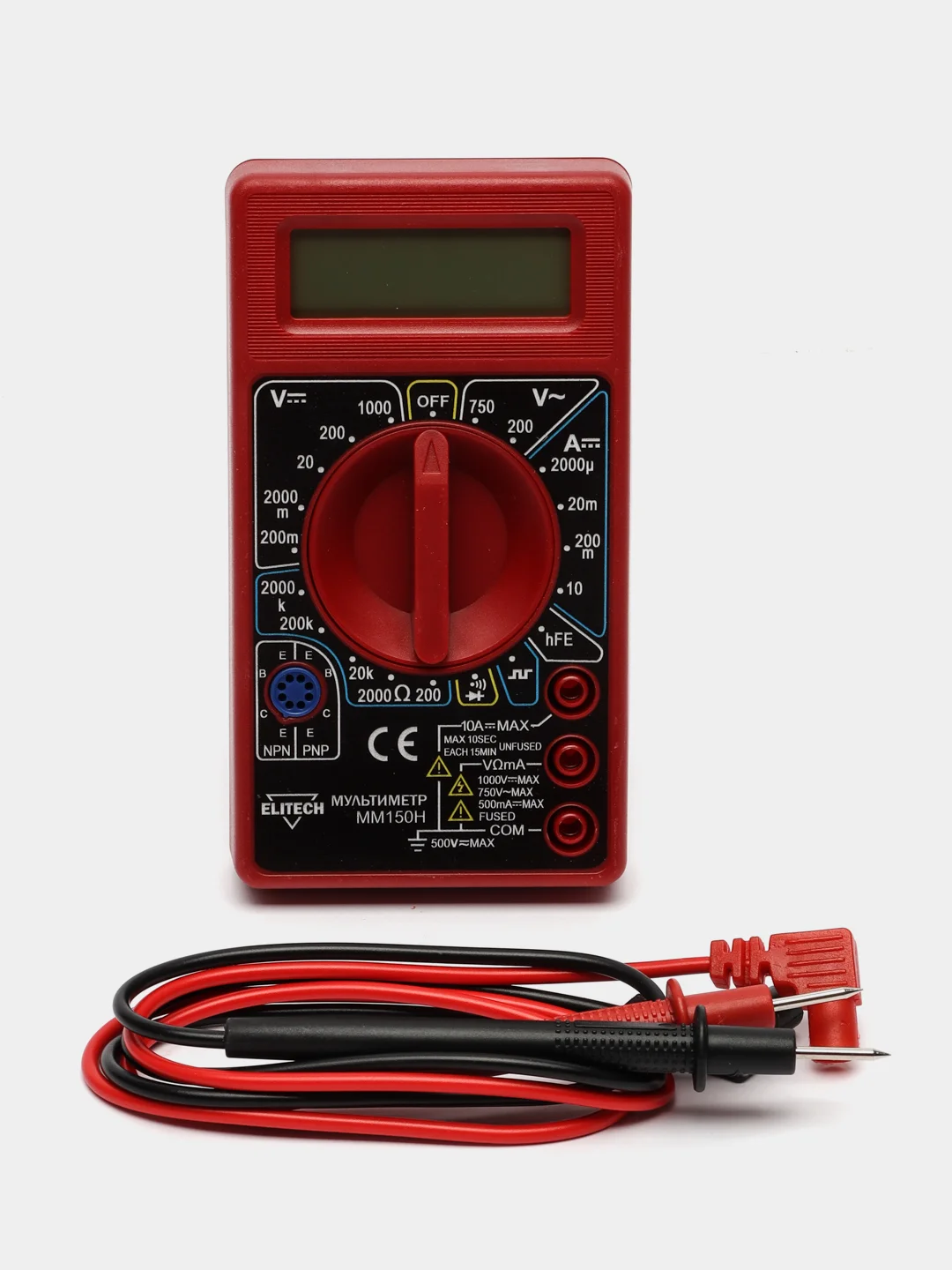 Мультиметр цифровой ELITECH ММ 150Н (пост.1000Вперем.750В,перем.10А,2МОм,ЖКдисплей,0.1кг)