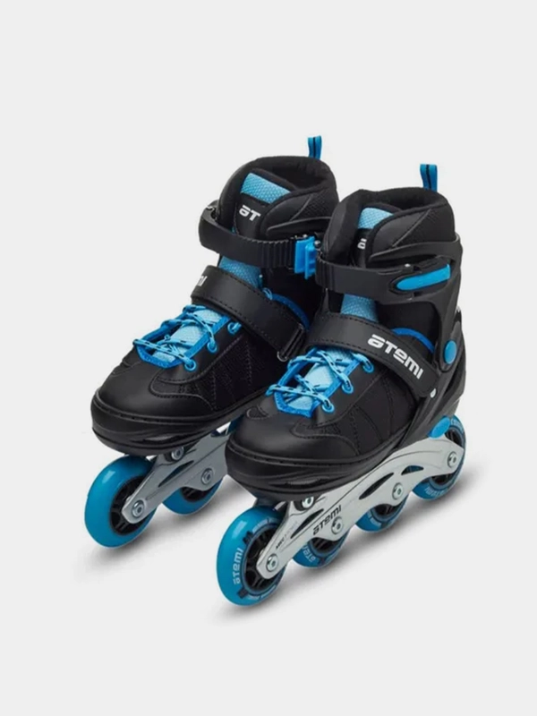 Ролики раздвижные Atemi AIS01BS, S (30-33), PU64, 82A, ABEC-7 Carbon, SB, черно-синие