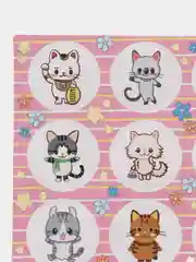Коралловый наклейки бумажные "Кошки, сердца, цветы, спасибо,планы,мотивация, новогодние"