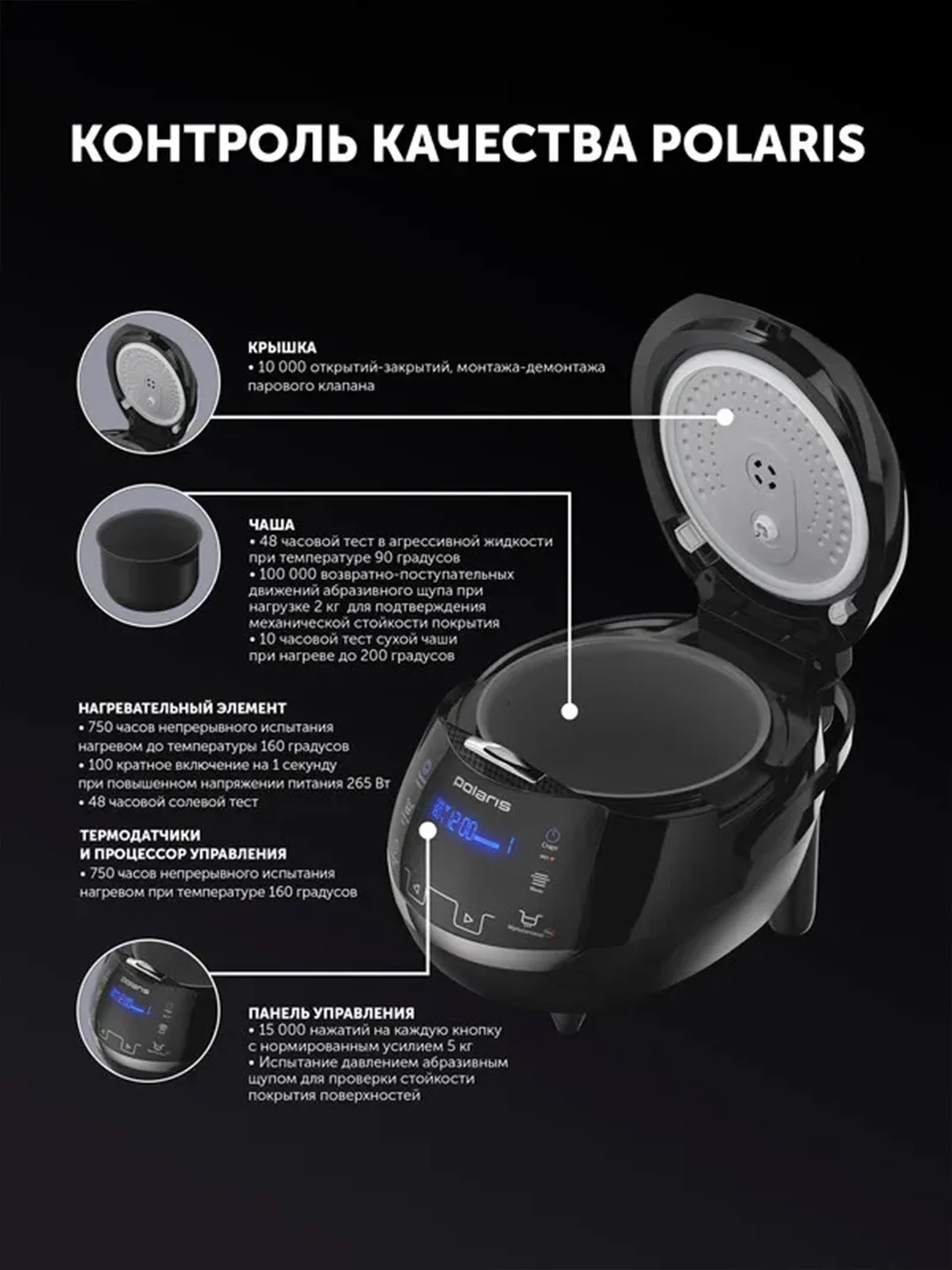 Мультиварка Polaris PMC 0526 IQ Home, антипригарная чаша 5 л, 21 автопрограмма, 860 Вт