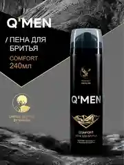 Пена для бритья QMEN Comfort, Женьшень и Льняное семя, 240 мл
