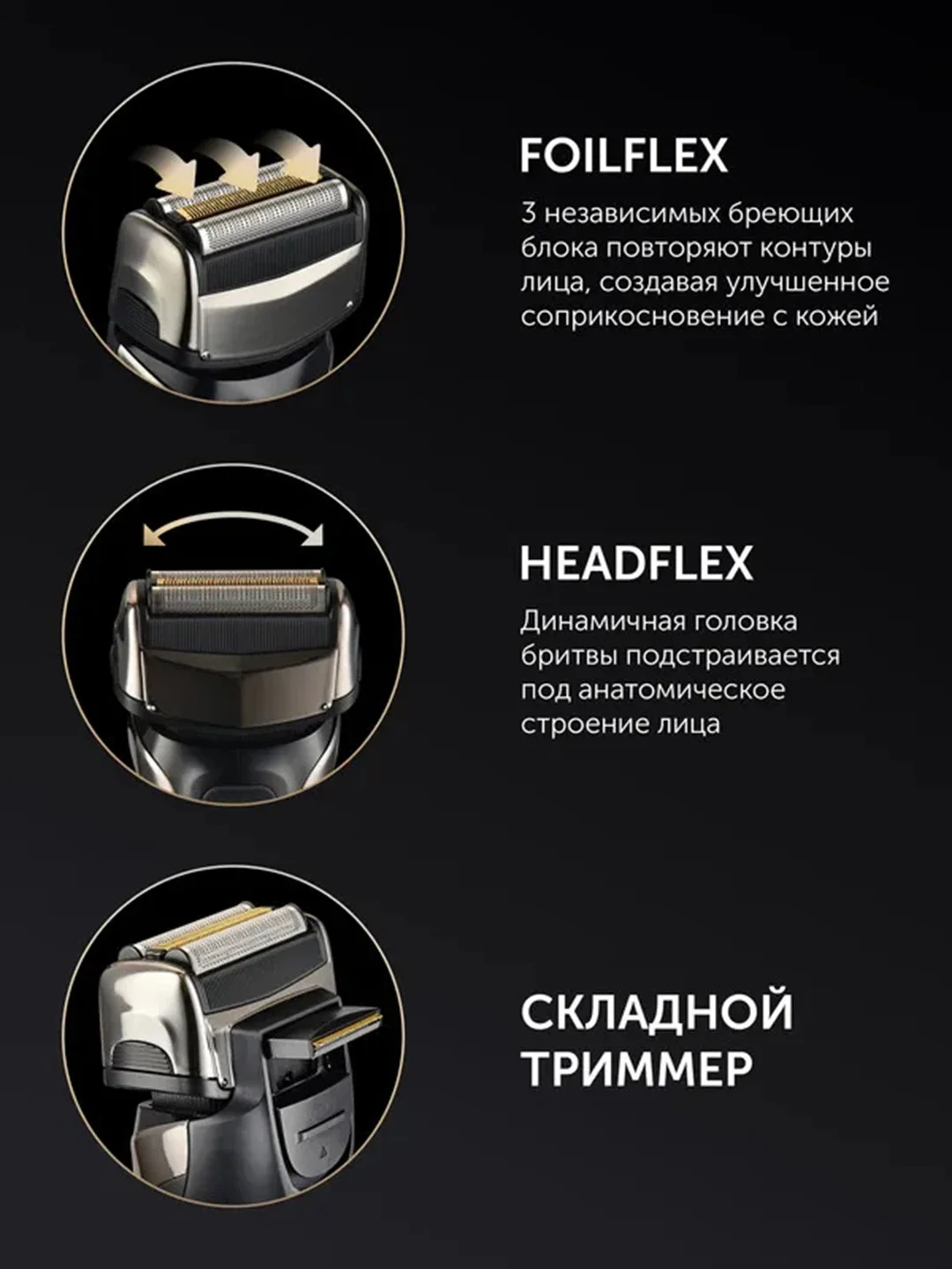 Бритва электрическая Polaris PMF 1013RC wet&dry 5D PROF 3+, 600 мА