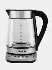 Чайник Hyundai HYK-G3026, 1.7л, 2200Вт, серебристый/черный