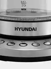 Чайник Hyundai HYK-G3026, 1.7л, 2200Вт, серебристый/черный