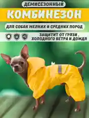 Желтый комбинезон дождевик с капюшоном для собак, 4 цвета