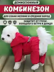 Красный комбинезон дождевик с капюшоном для собак, 4 цвета