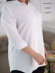 Белый рубашка женская, классическая, удлинённая, большие размеры