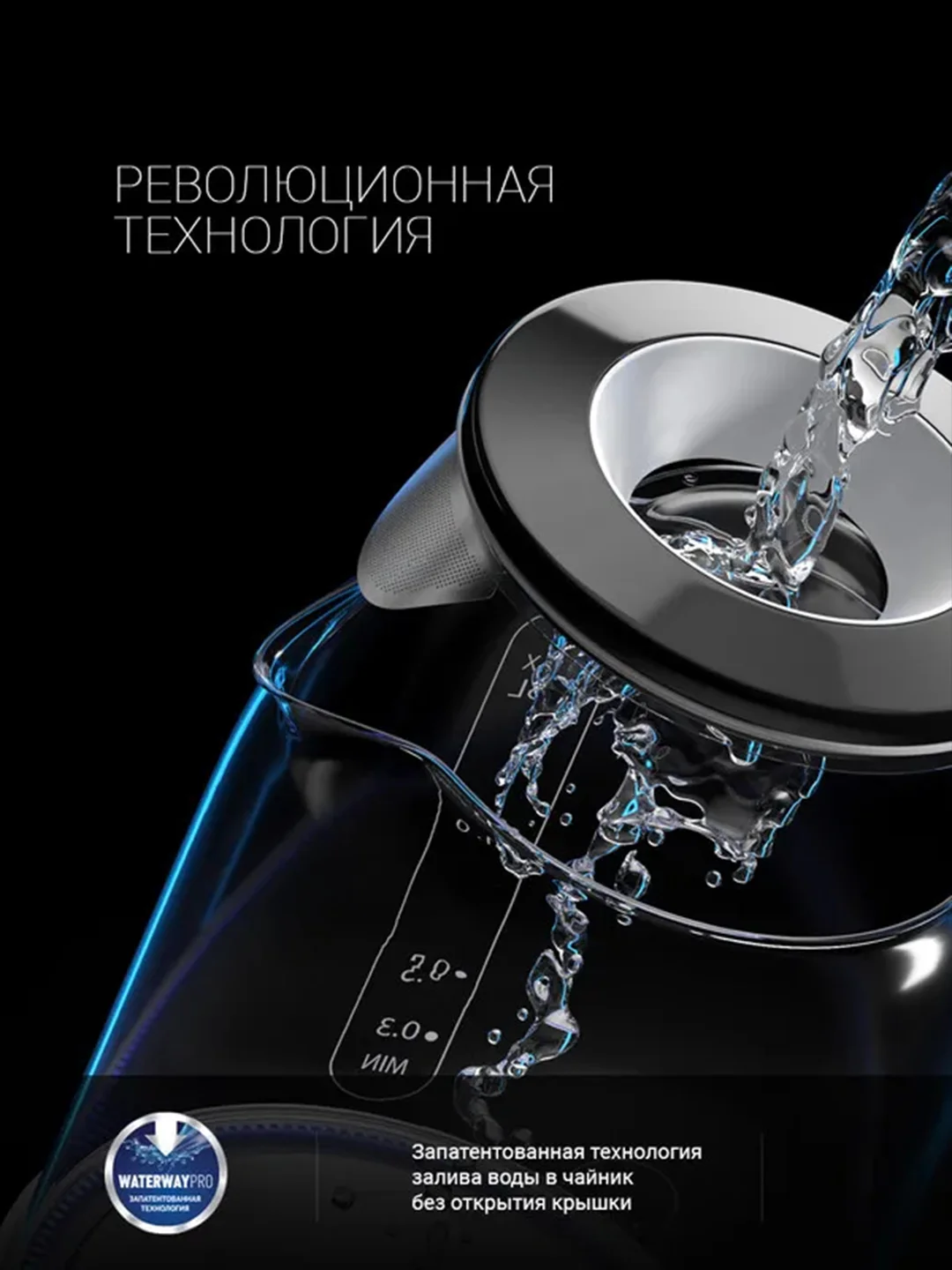 Белый чайник электрический Polaris PWK 1753CGL, стеклянный, с подсветкой, 1,5 л
