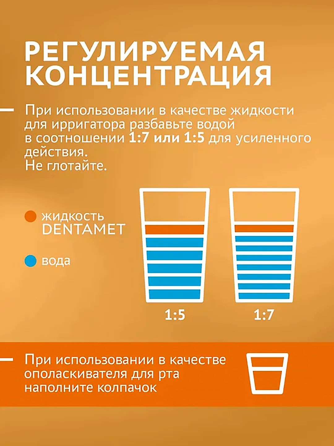 Жидкость для ирригатора DENTAMET 2в1, Облепиха, 580 мл