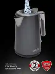 Серый электрический чайник PWK 1746CA Water Way Pro, с подсветкой и верхним заливом, 1,7