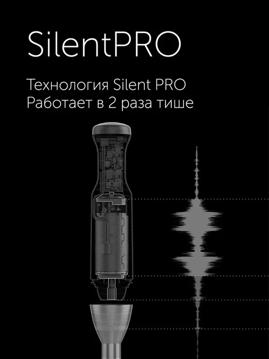 Блендер погружной Polaris PHB 1591L Silent тихий, 3 в 1, 1500 Вт