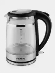 Чайник Hyundai HYK-G3036, 1.7л, 2200Вт, черный/прозрачный