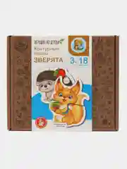 Развивающие деревянные контурные пазлы для малышей Зверята