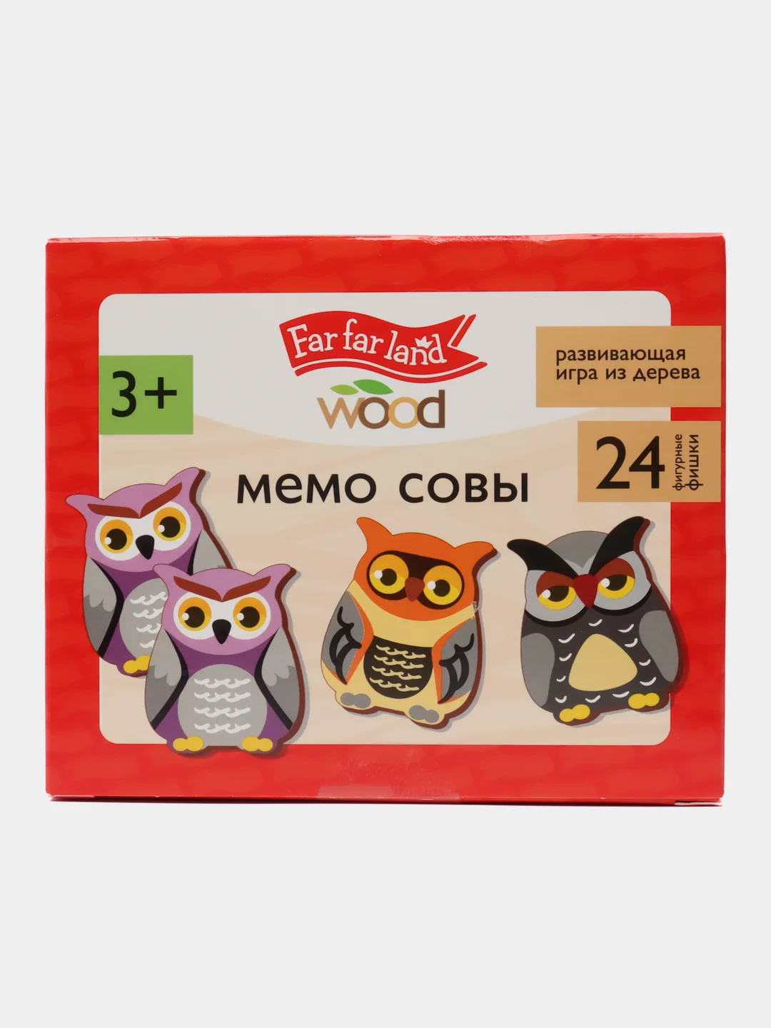 Настольная деревянная игра Мемо Совы (24 фишки в коробке)