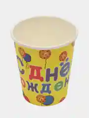 Желтый стакан бумажный одноразовый ,  упаковка 6 штук