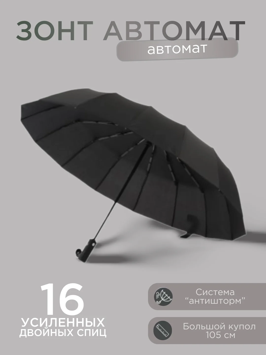 Синий автоматический мужской зонт 4 цвета