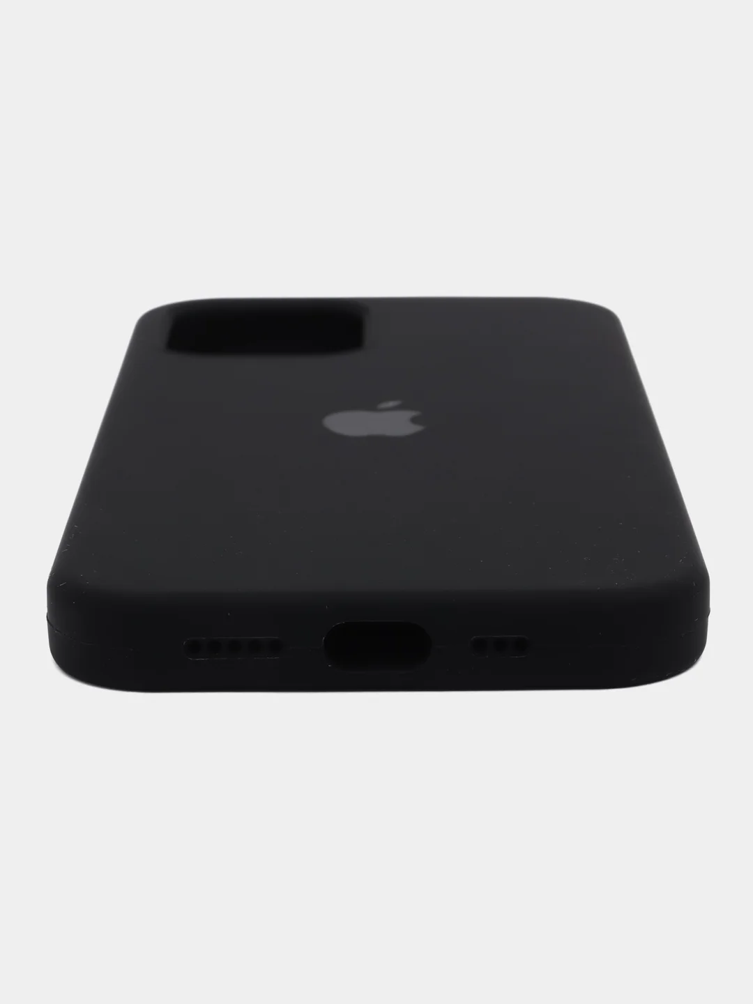 Черный чехол силиконовый Silicone Case iPhone 12 / iPhone 12 Pro, закрытый низ