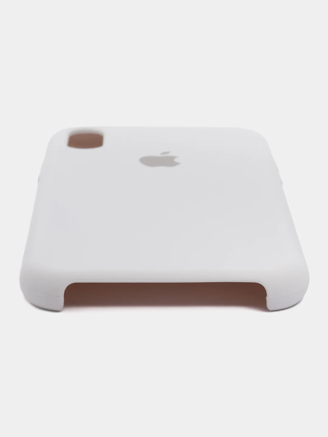 Белый чехол силиконовый Silicone Case iPhone XR, открытый низ
