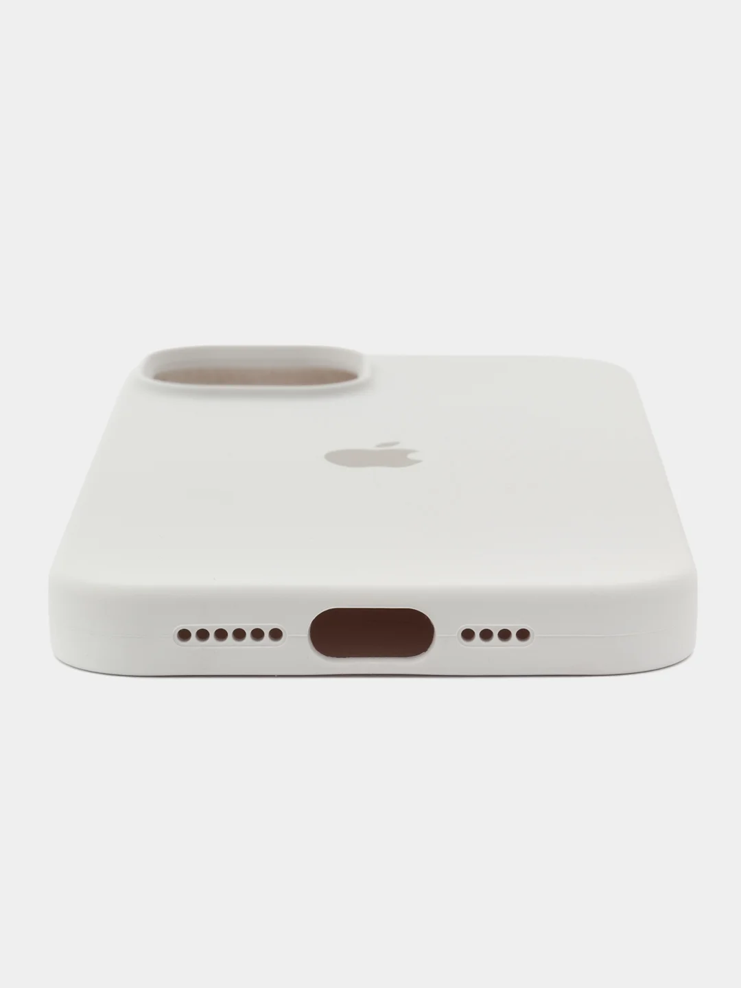 Белый чехол силиконовый Silicone Case iPhone 15 / 15 Plus / 15 Pro / 15 Pro Max, закрытый низ