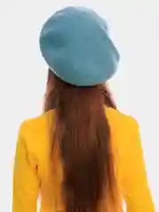 Голубой берет с резинкой, шерсть 100%, 5 цветов