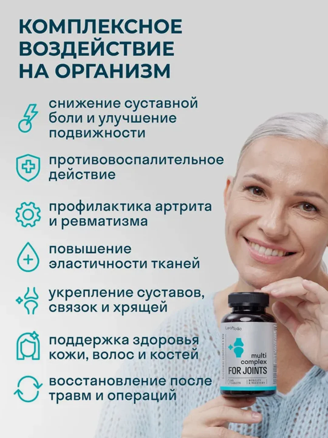БАД к пище LeafToGo Глюкозамин-Хондроитин, с МСМ, 90 таблеток