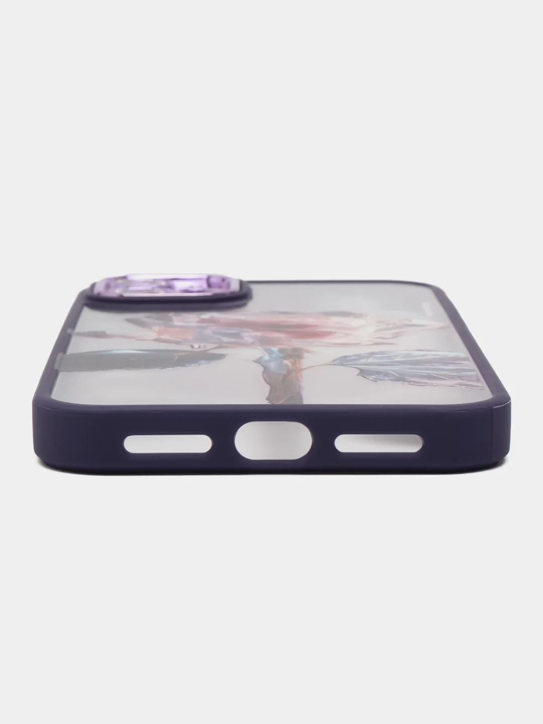 Фиолетовый чехол для айфон (iPhone) 11 12 13 14 15 Pro Max с защитой камеры