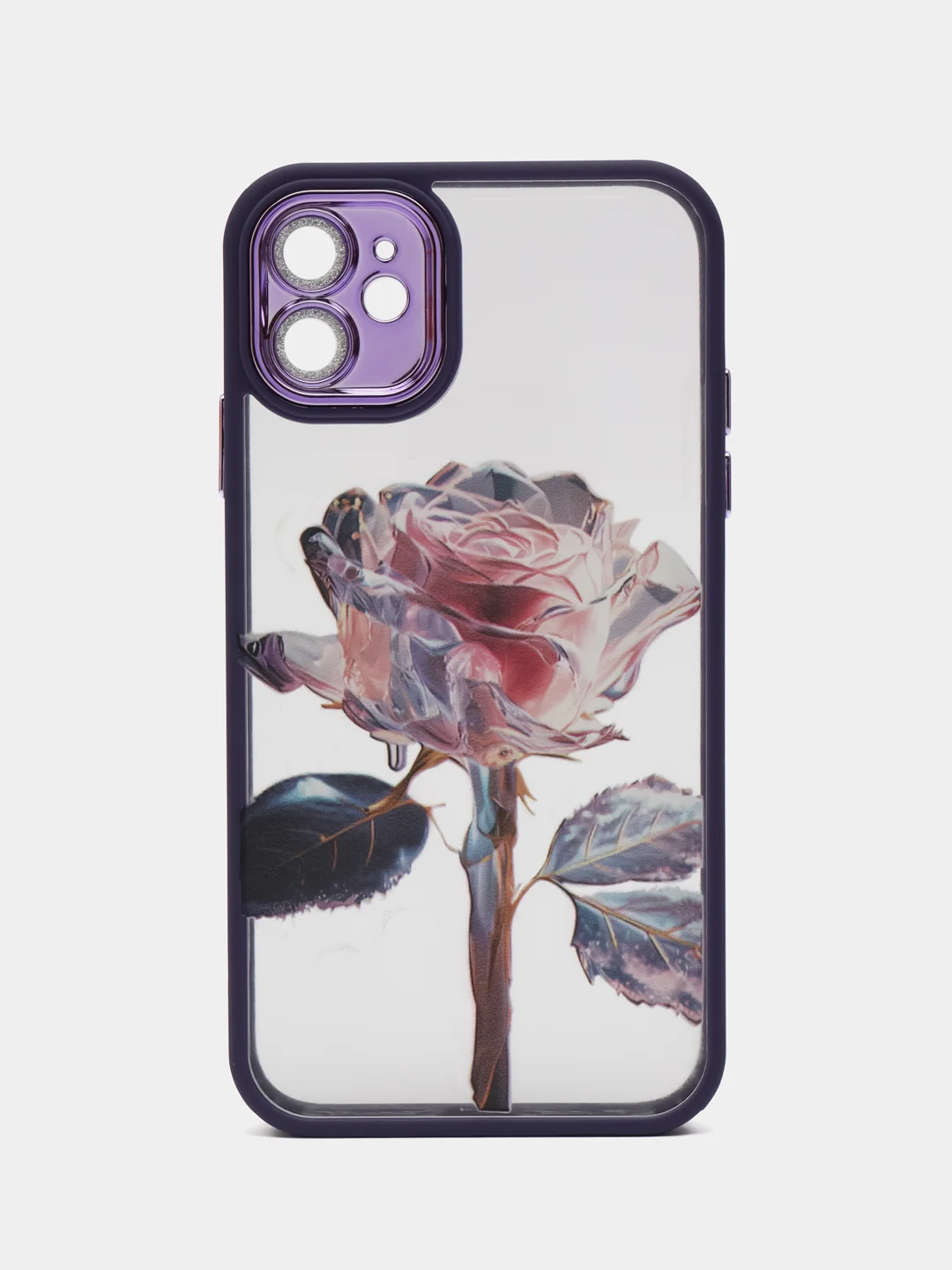 Фиолетовый чехол для айфон (iPhone) 11 12 13 14 15 Pro Max с защитой камеры