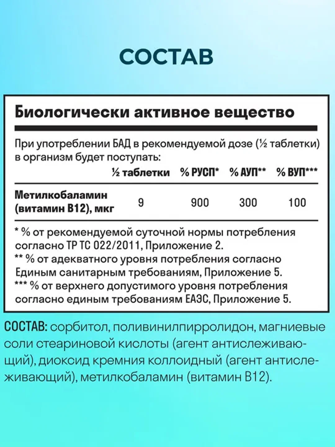 БАД к пище LeafToGo Метилкобаламин В12, 60 таблеток
