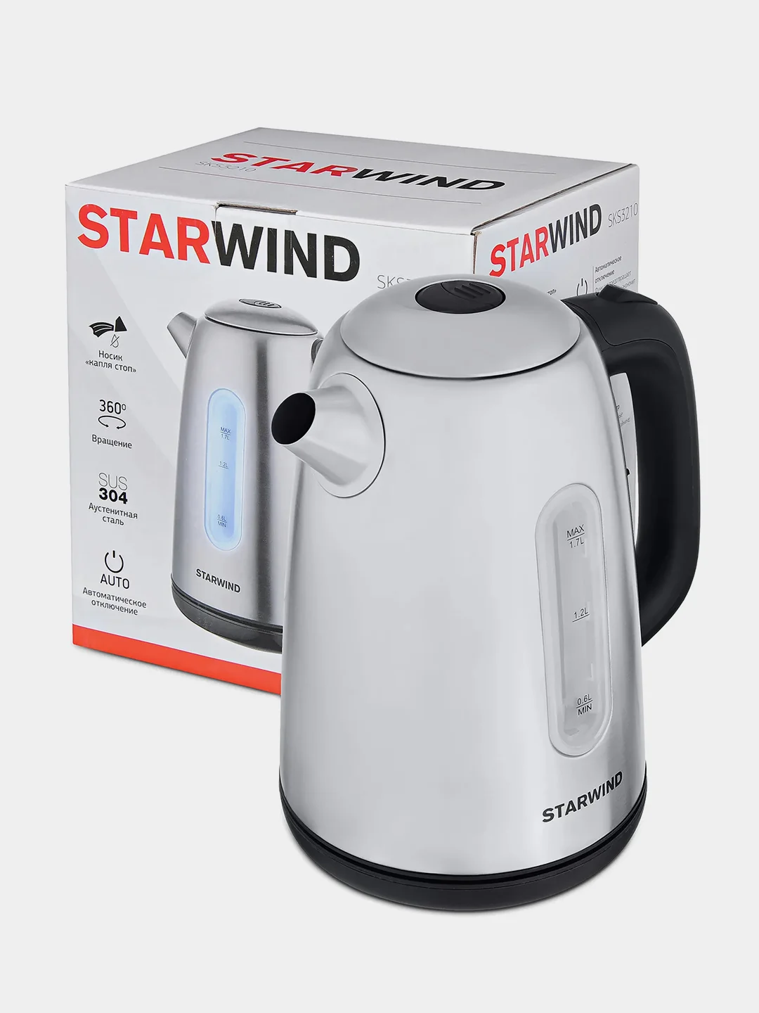 Чайник электрический Starwind SKS3210, 1.7 л, 2200 Вт