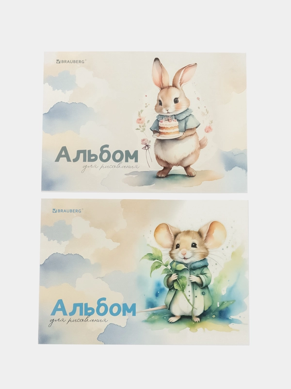 Альбом для рисования Brauberg Пушистики, 107019, в школу А4 40 листов, склейка, набор 2 шт