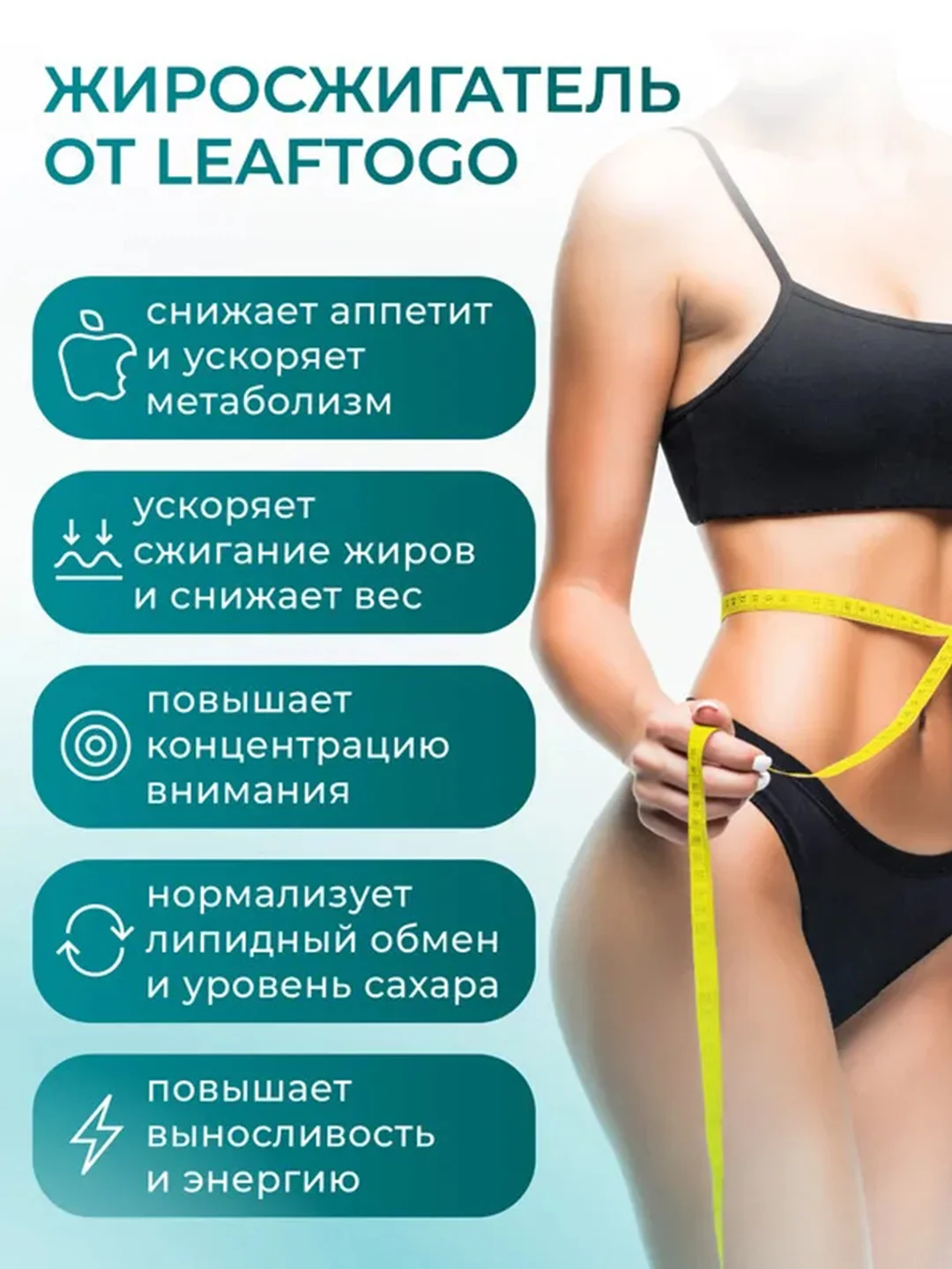 Жиросжигатель для похудения LeafToGo Fat burner, йохимбин, синефрин, кофеин, 60 таблеток