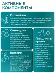 Жиросжигатель для похудения LeafToGo Fat burner, йохимбин, синефрин, кофеин, 60 таблеток