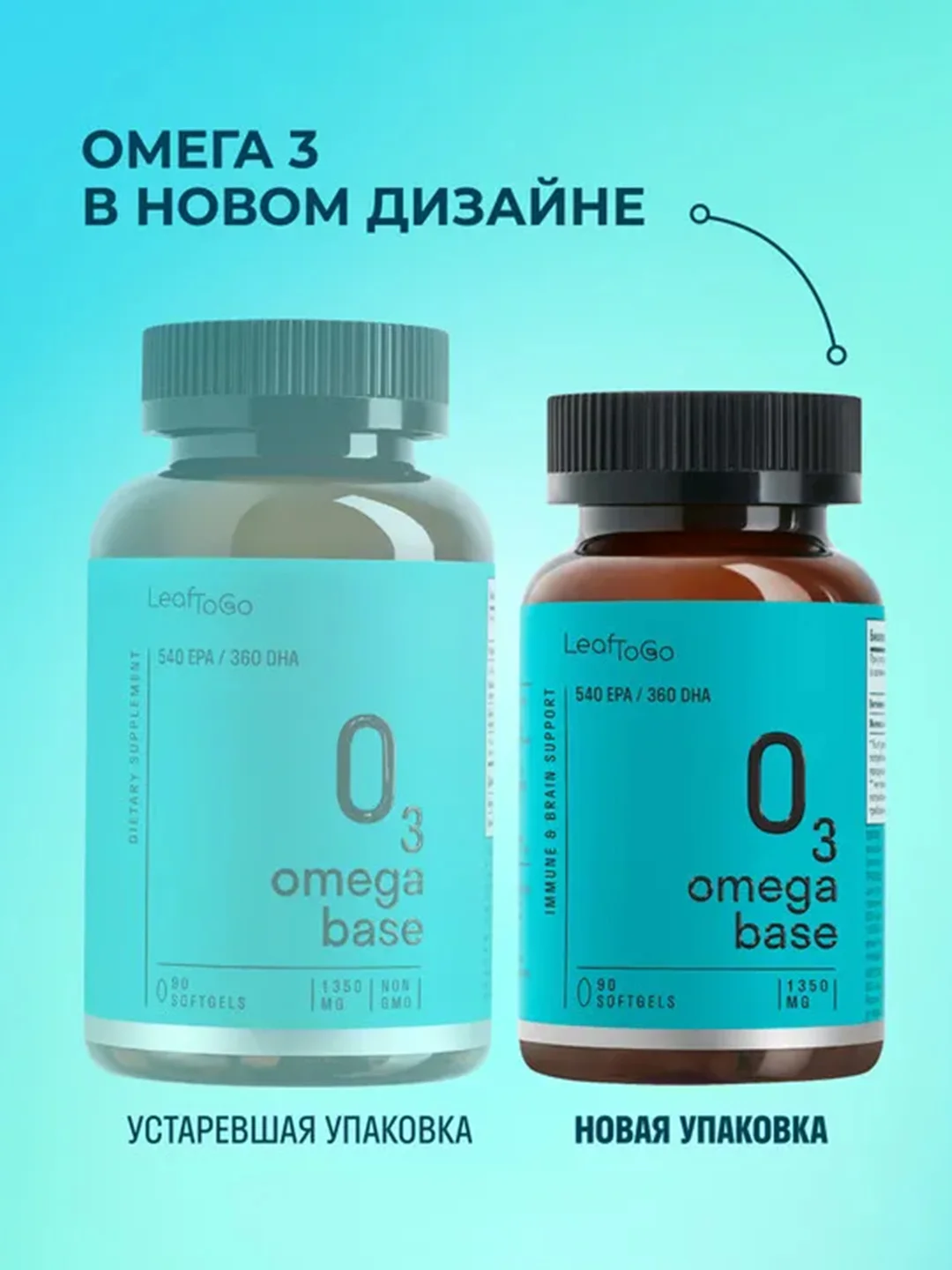 БАД к пище LeafToGo Омега-3 Base, 90 капсул