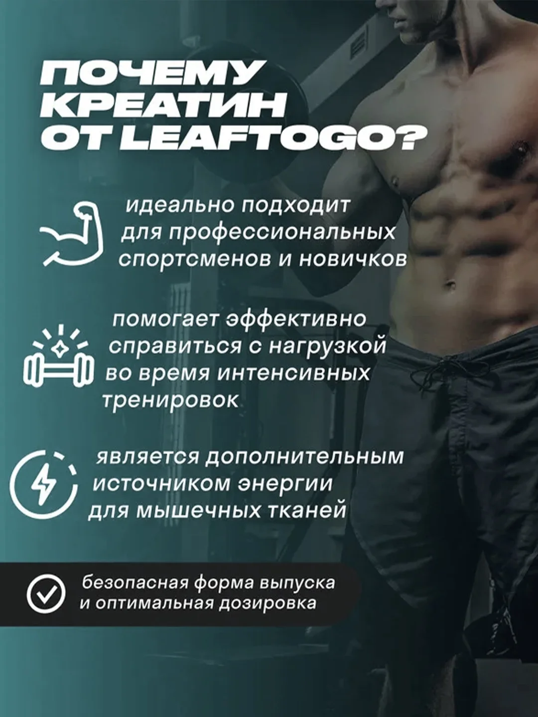Креатин моногидрат LeafToGo, 280 г