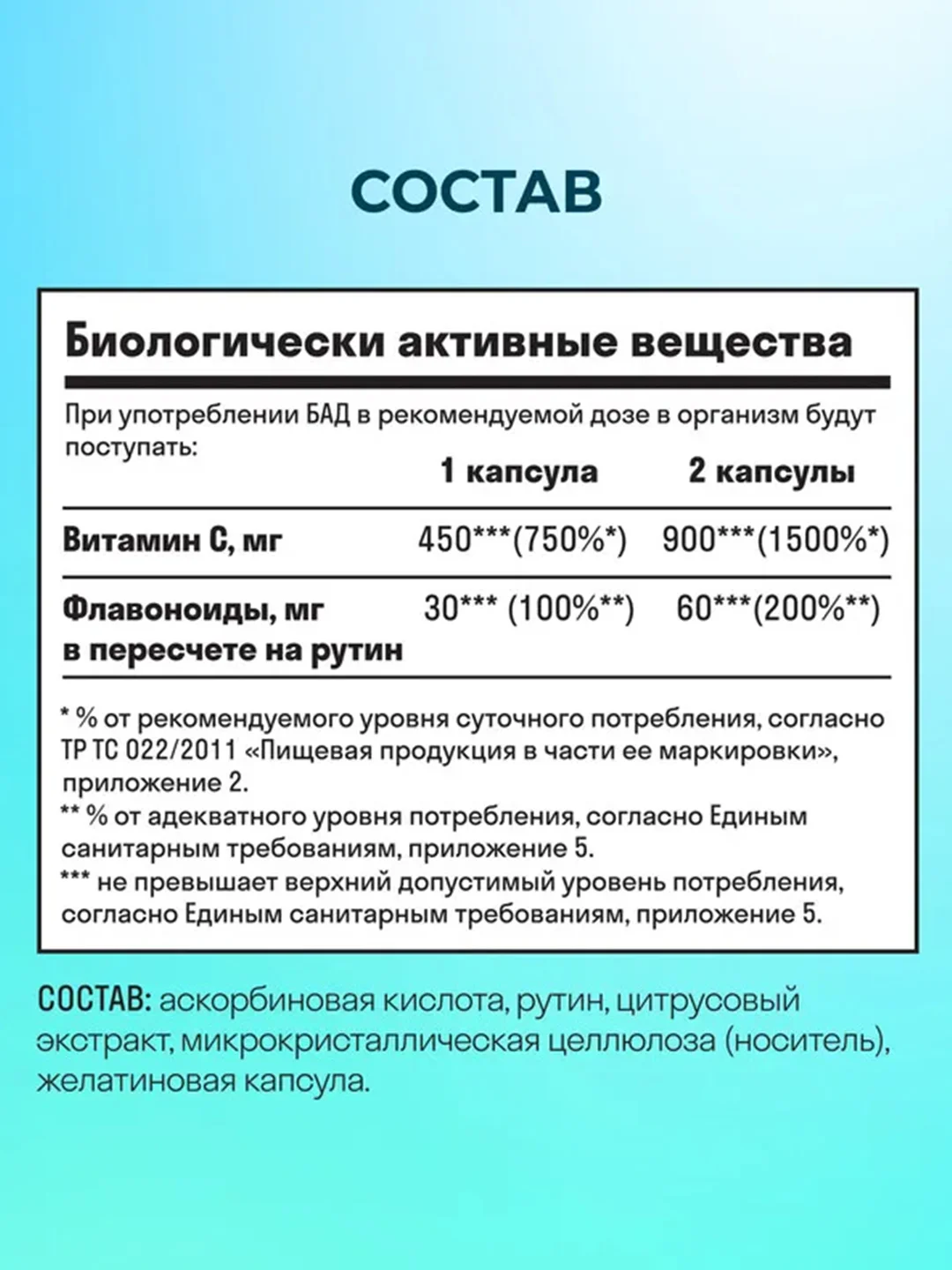 БАД к пище LeafToGo Витамин С, с биофлавоноидами, 900 мг, 100 капсул
