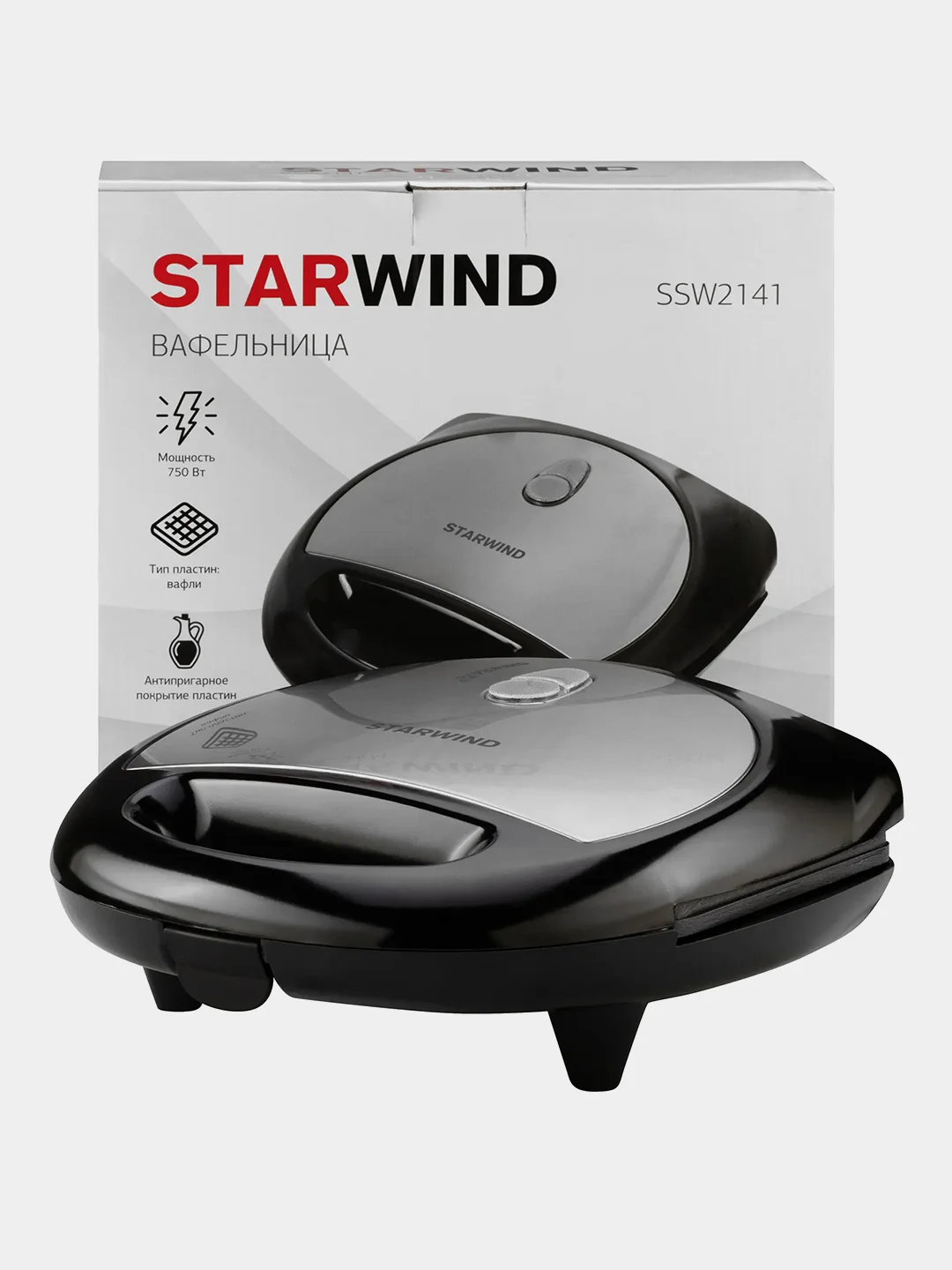 Вафельница Starwind SSW2141, черный, 750 Вт