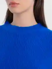 Синий свитер женский вязаный удлиненный
