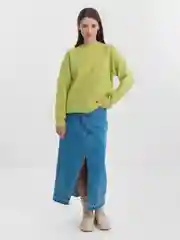 Зеленый свитер женский вязаный удлиненный